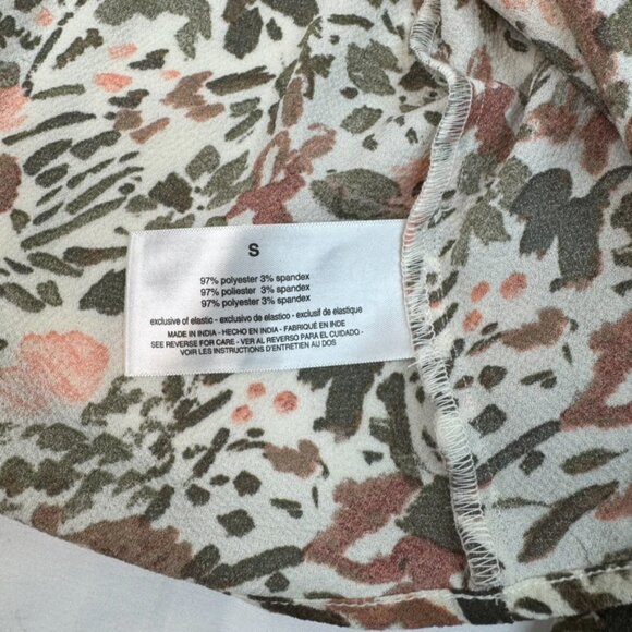 Jessica Simpson Brown Floral Blouse Long Sleeve Cream Women’s Size Small V-Neck - Picture 7 of 13